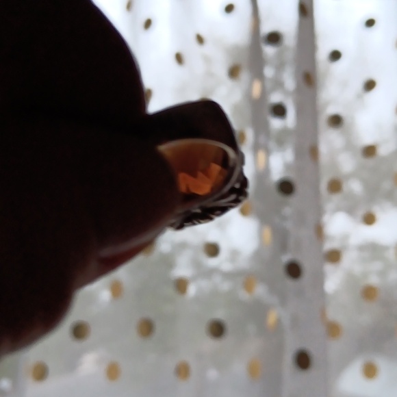 Silver Multi-faceted Brown Synthetic Stone Ring - Picture 6 of 14